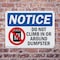Signmission Do Not Climb In Or Around Dumpster, 10 in W x Rectangle, Plastic OS-2PACK-NS-P-710-L-11095 - alternate 6